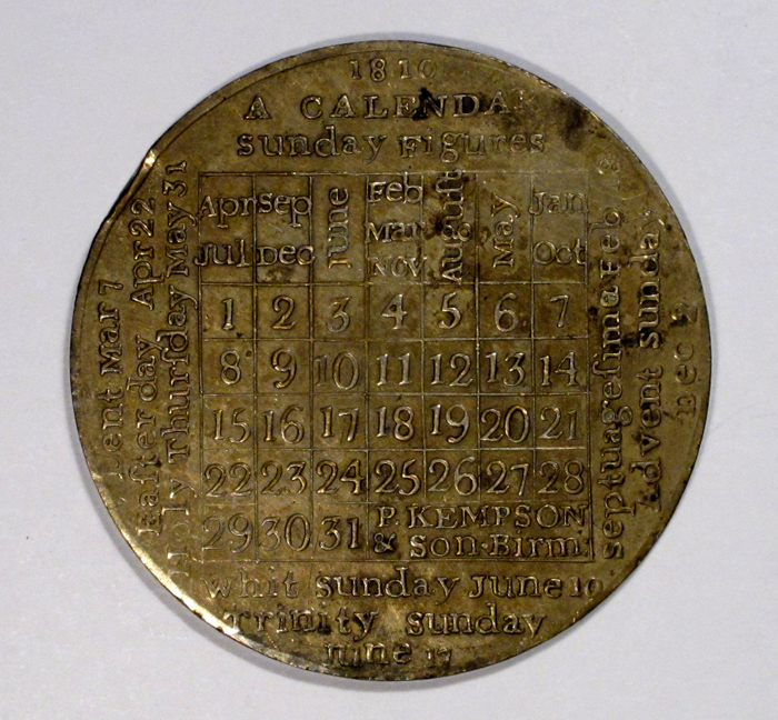 1810 Calendar Medal by Peter Kempson - Fleaglass