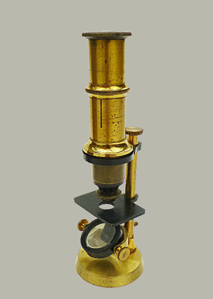 Antique Cased Brass Microscope just 4.5 inches high. Circa 1890 Fleaglass