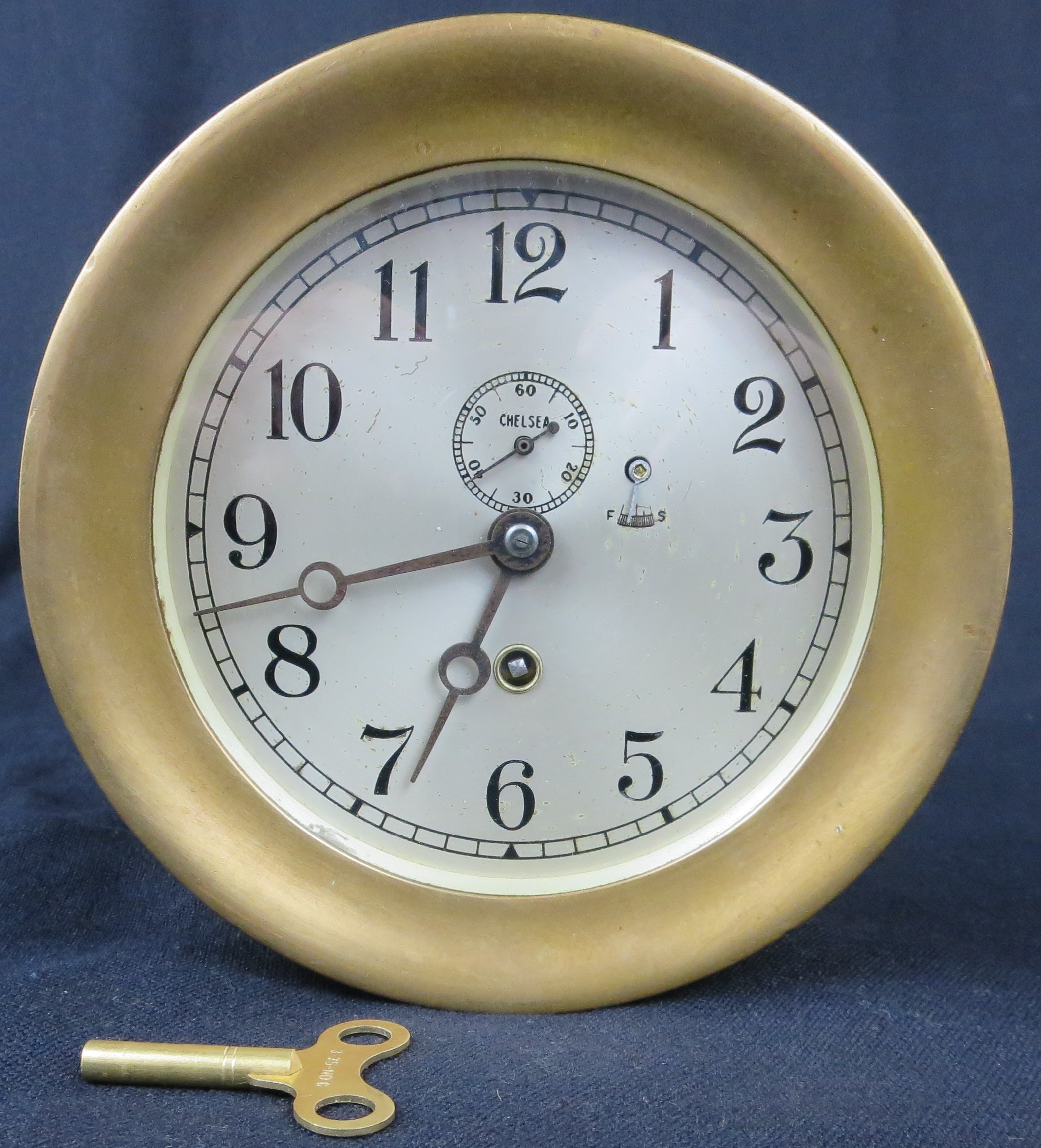 Brass WWII Era Chelsea Clock Fleaglass