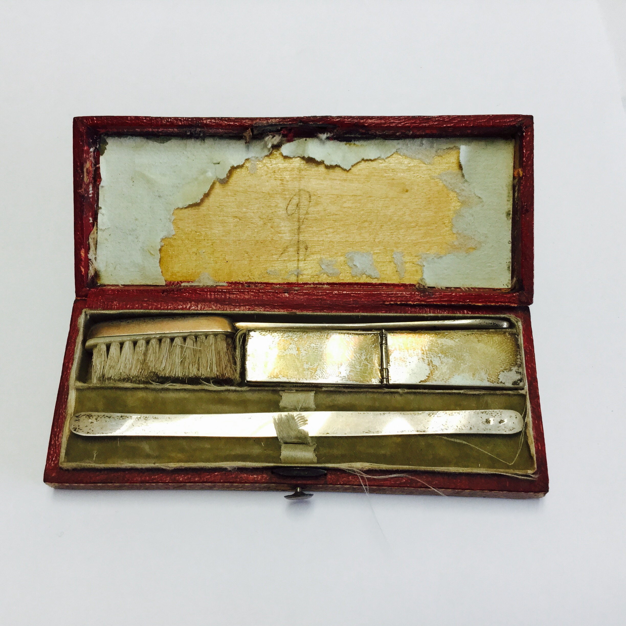 Antique French silver dental hygiene set Fleaglass