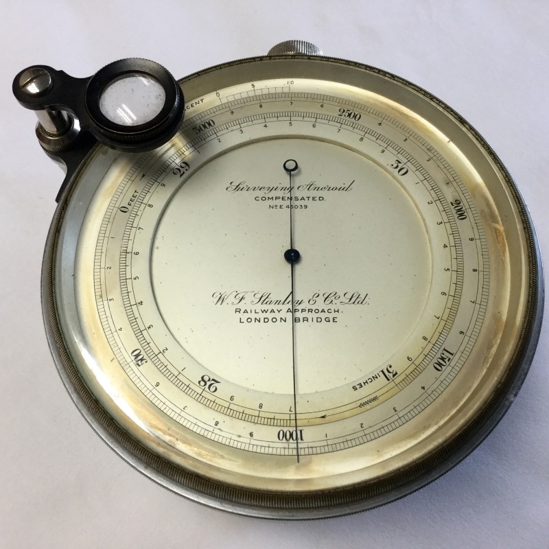 Antique surveying aneroid barometer in leather case Fleaglass