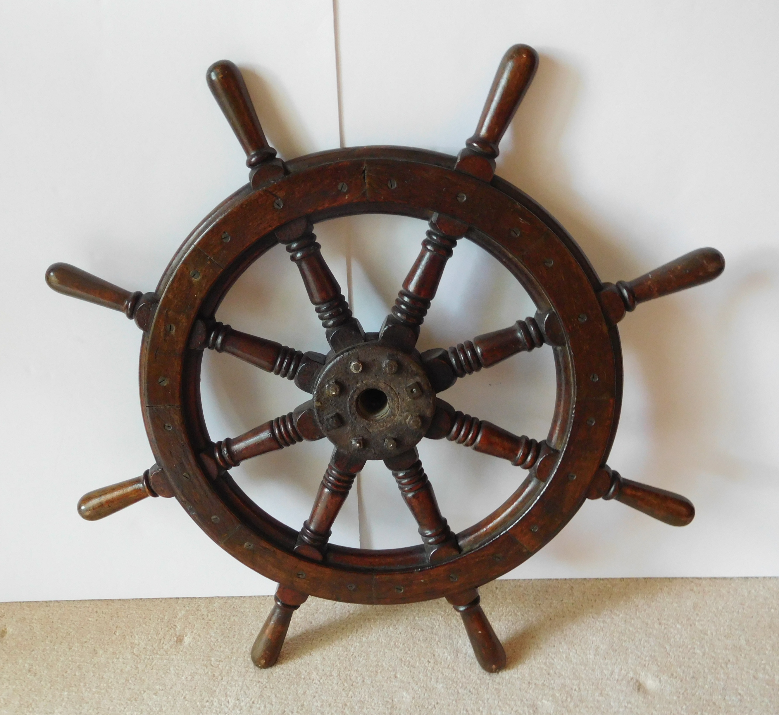A 19th Century Antique English Mahogany Ships Wheel, In Fine Condition