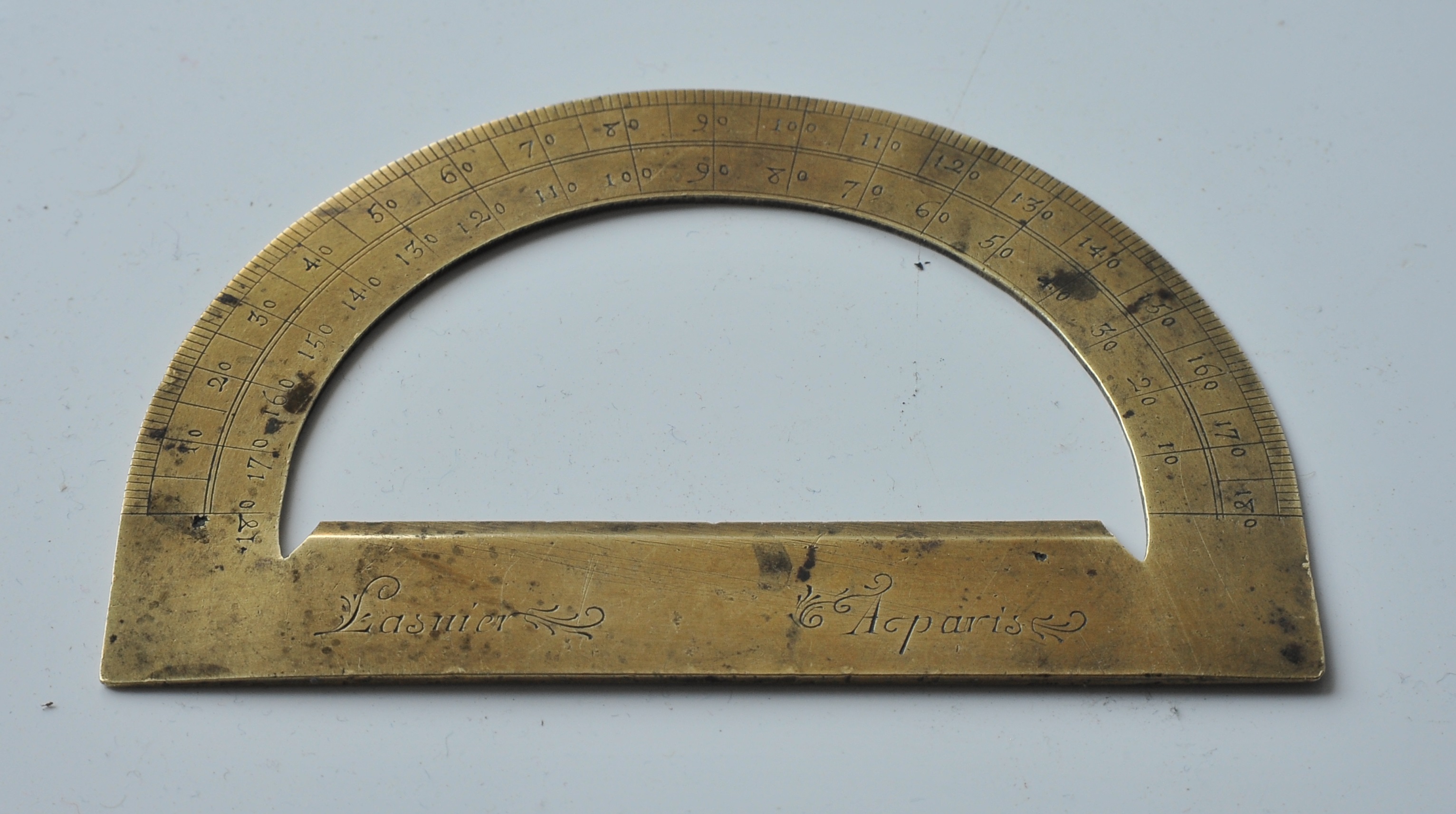 A 1700 circa Brass Protractor Lasnier a Paris Fleaglass