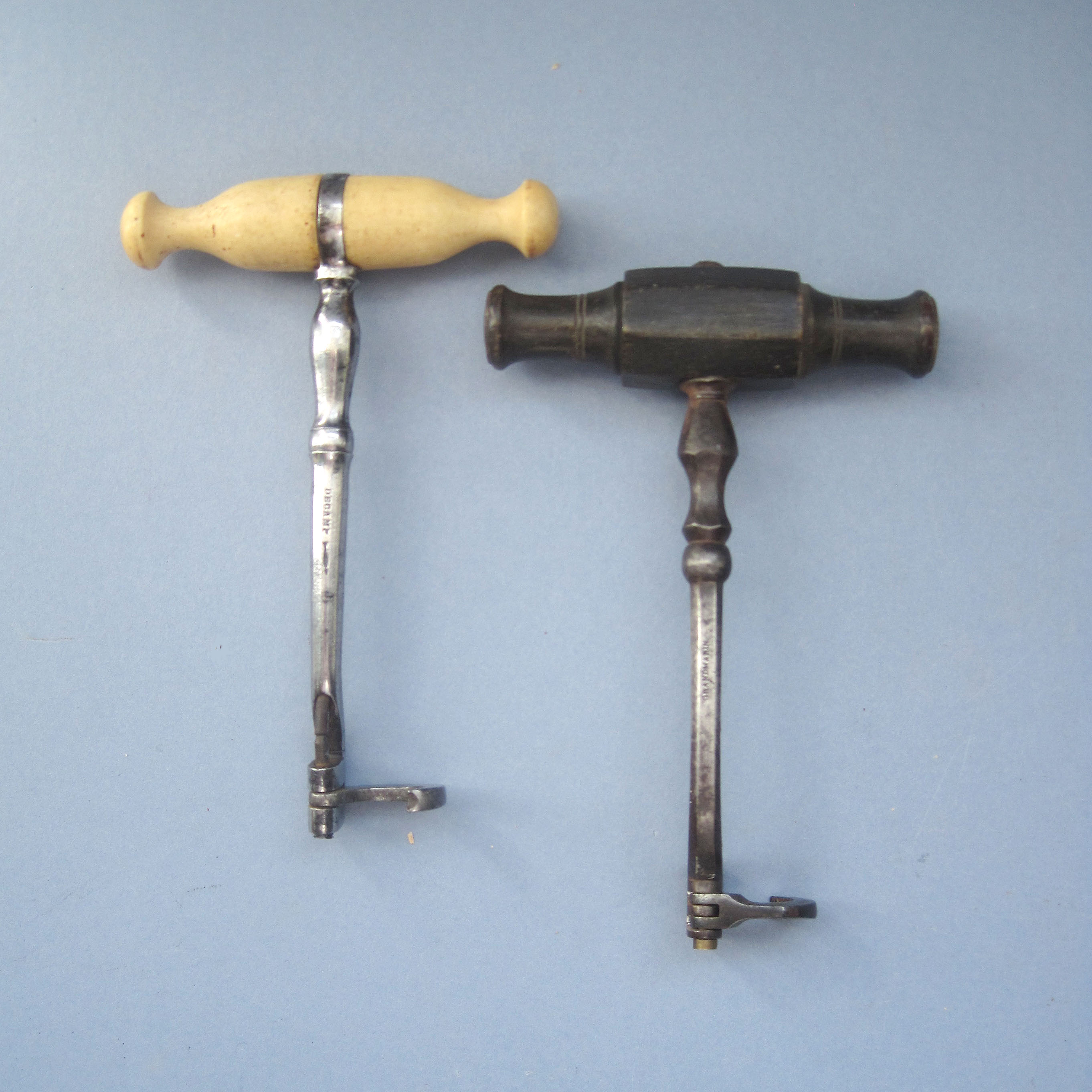 French Tooth Key with Bone Handle Signed by Maker Decamp Fleaglass