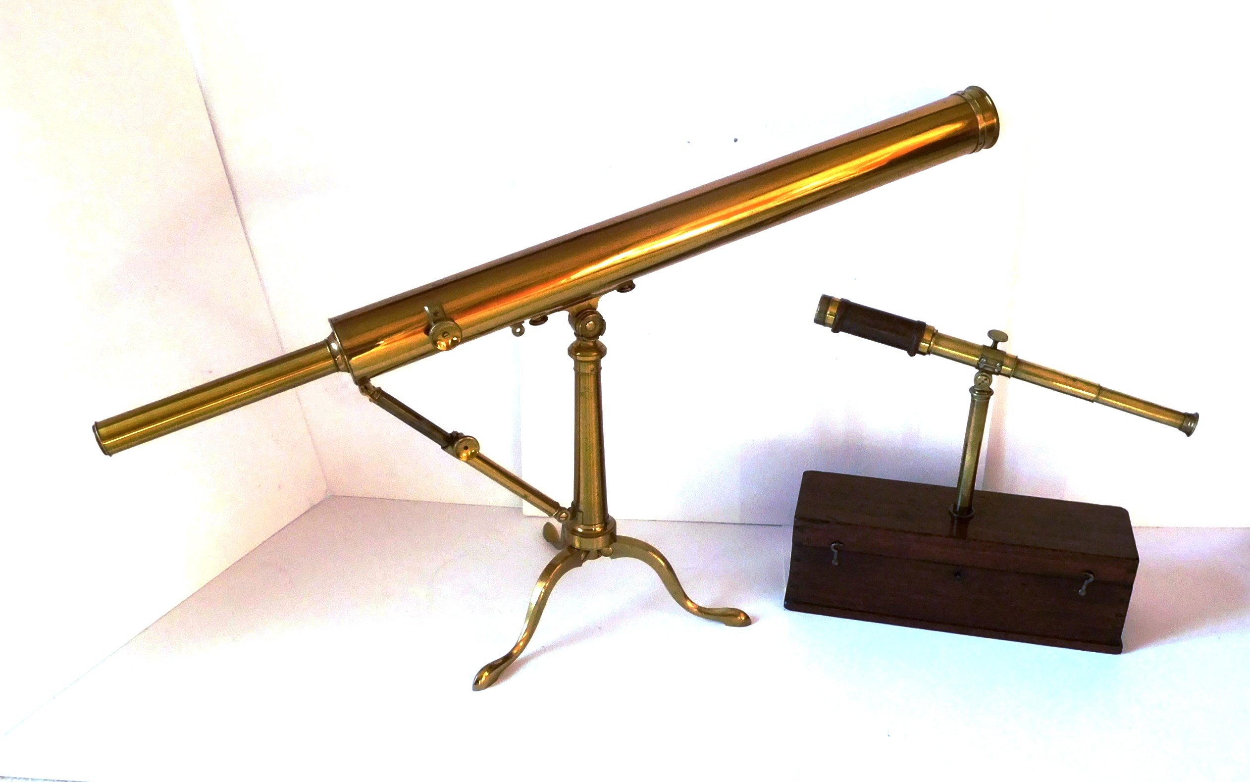An Unusual, Late 19th Century, Small, Brass, Refracting Telescope, With A Brass Screw Mount To