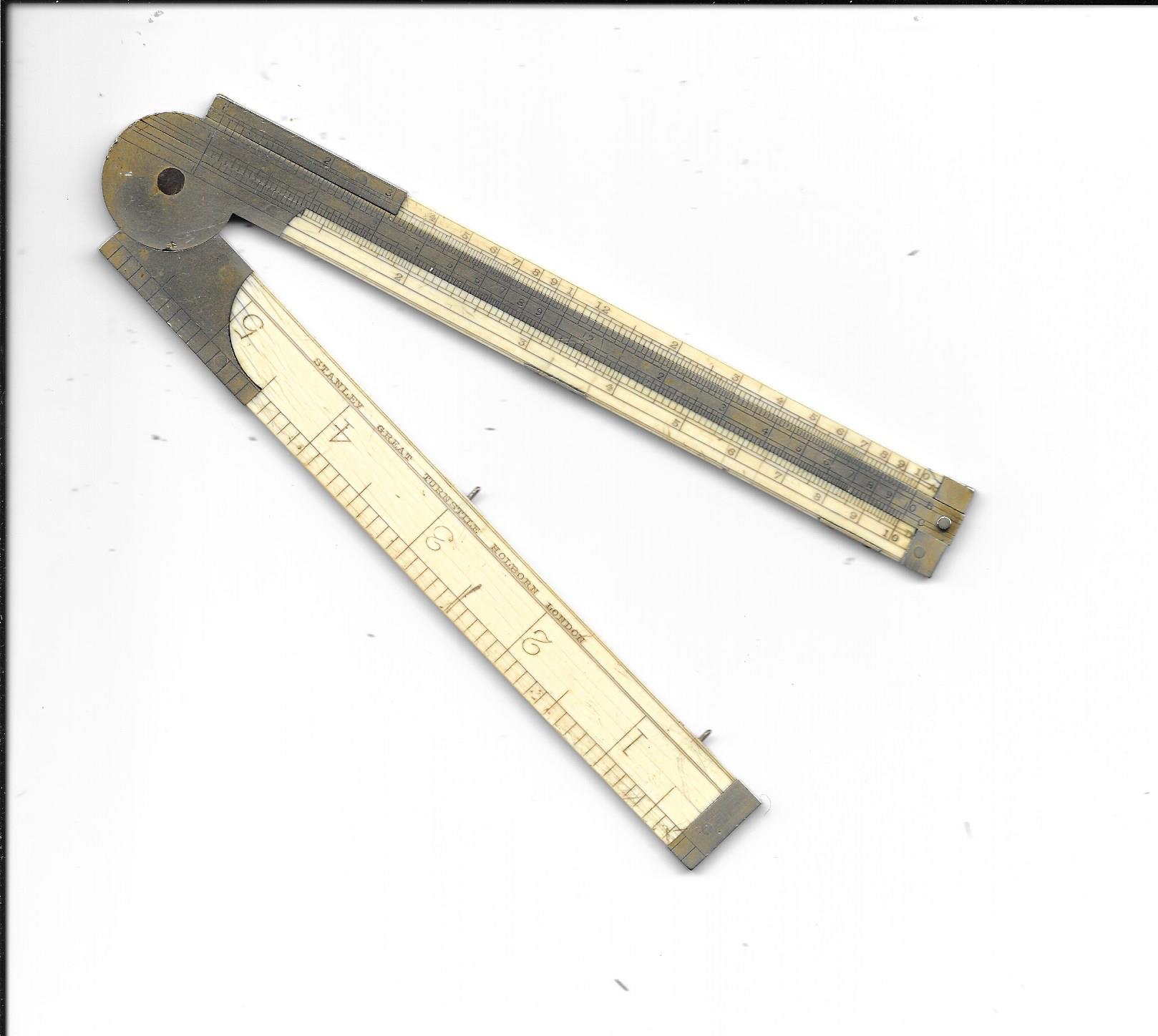 SOLD six inch Ivory ruler with nickel silver sliding graduated bar