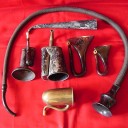 Collection of 7 antique ear trumpets