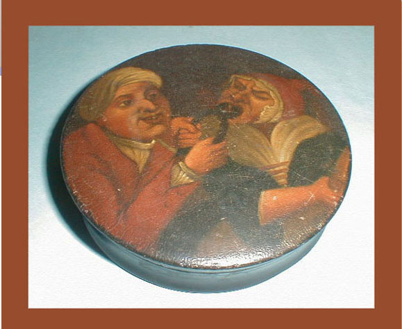 EARLY 19TH C.  SNUFF BOX W. DENTAL-EXTRACTION SCENE