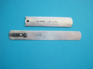 1872 SILVER LOCKING TONGUE DEPRESSOR: FERGUSON & CO, LONDON