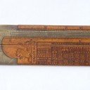 12" INCH BOXWOOD AND BRASS FOLDING SLIDE RULE BY THOMAS BRADBURN WITH ROUTLEDGE TABLES