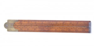 12" INCH BOXWOOD AND BRASS FOLDING SLIDE RULE BY THOMAS BRADBURN WITH ROUTLEDGE TABLES