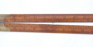 12" INCH BOXWOOD AND BRASS FOLDING SLIDE RULE BY THOMAS BRADBURN WITH ROUTLEDGE TABLES