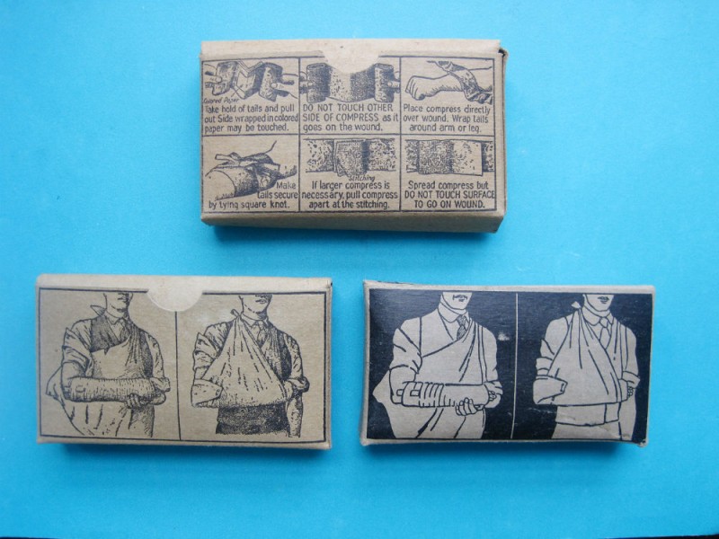 Three 1920s Boxed Bandages–Great Graphics!