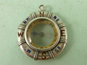 Victorian Enameled Novelty Silver Life Belt Compass