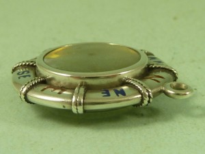 Victorian Enameled Novelty Silver Life Belt Compass