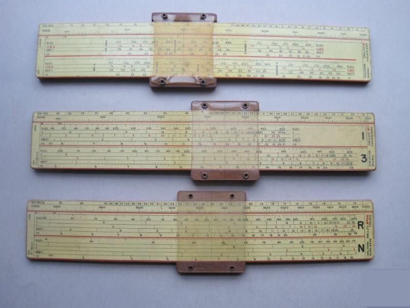 THREE US KOREAN WAR ARTILLERY SLIDE RULES