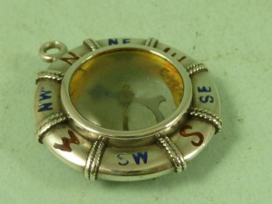 Victorian Enameled Novelty Silver Life Belt Compass