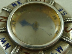 Victorian Enameled Novelty Silver Life Belt Compass