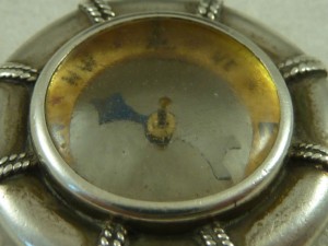 Victorian Enameled Novelty Silver Life Belt Compass