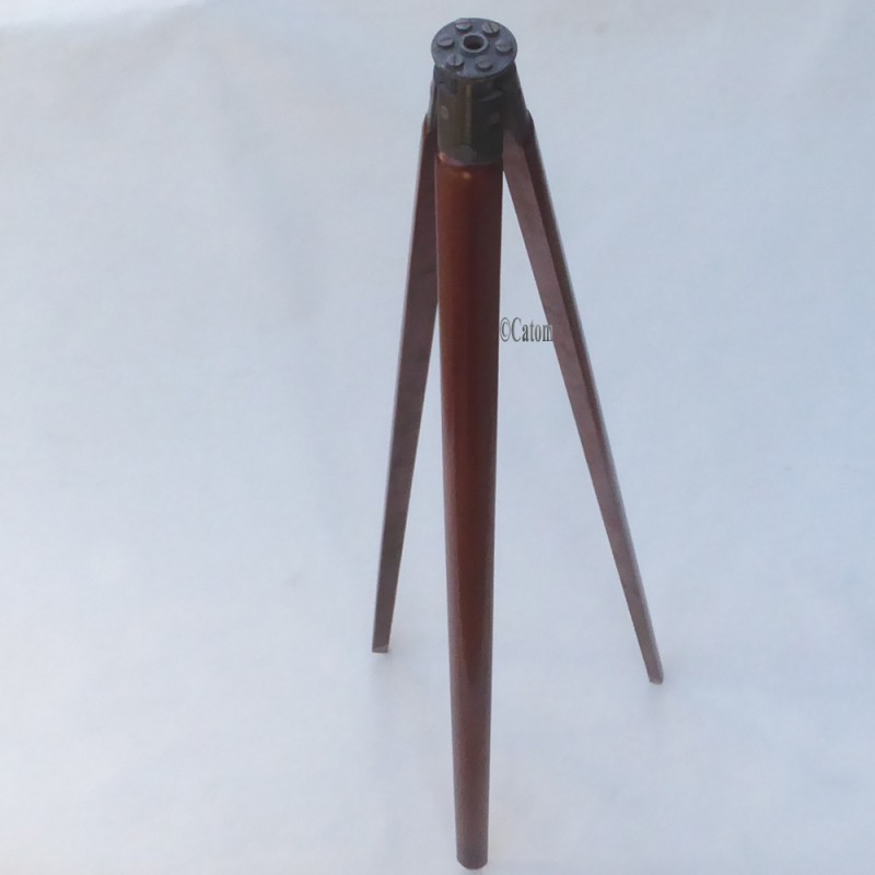 A SMALL MAHOGANY & BRASS TRIPOD