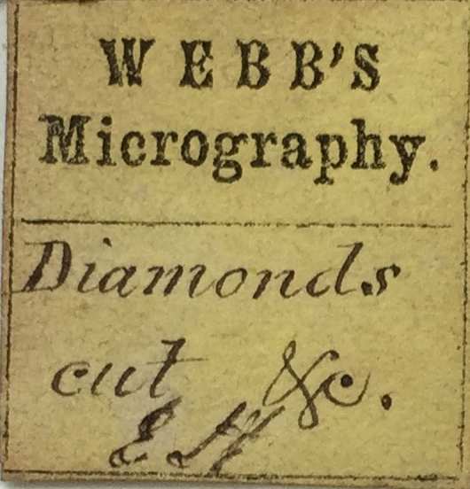 Antique Microscope Slide. Microscopic Engraving by Webb c1870.