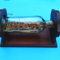 FRENCH SHIP MARINE DIORAMA IN A BOTTLE