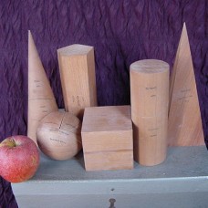 1. Italian Wooden Geometric Forms, Teaching Aid (6 pieces with box)