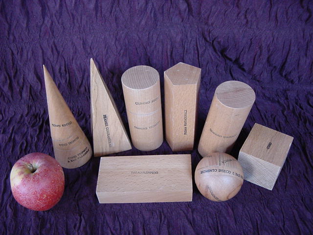 3. Italian Wooden Geometric Forms, Teaching Aid (8 pieces)