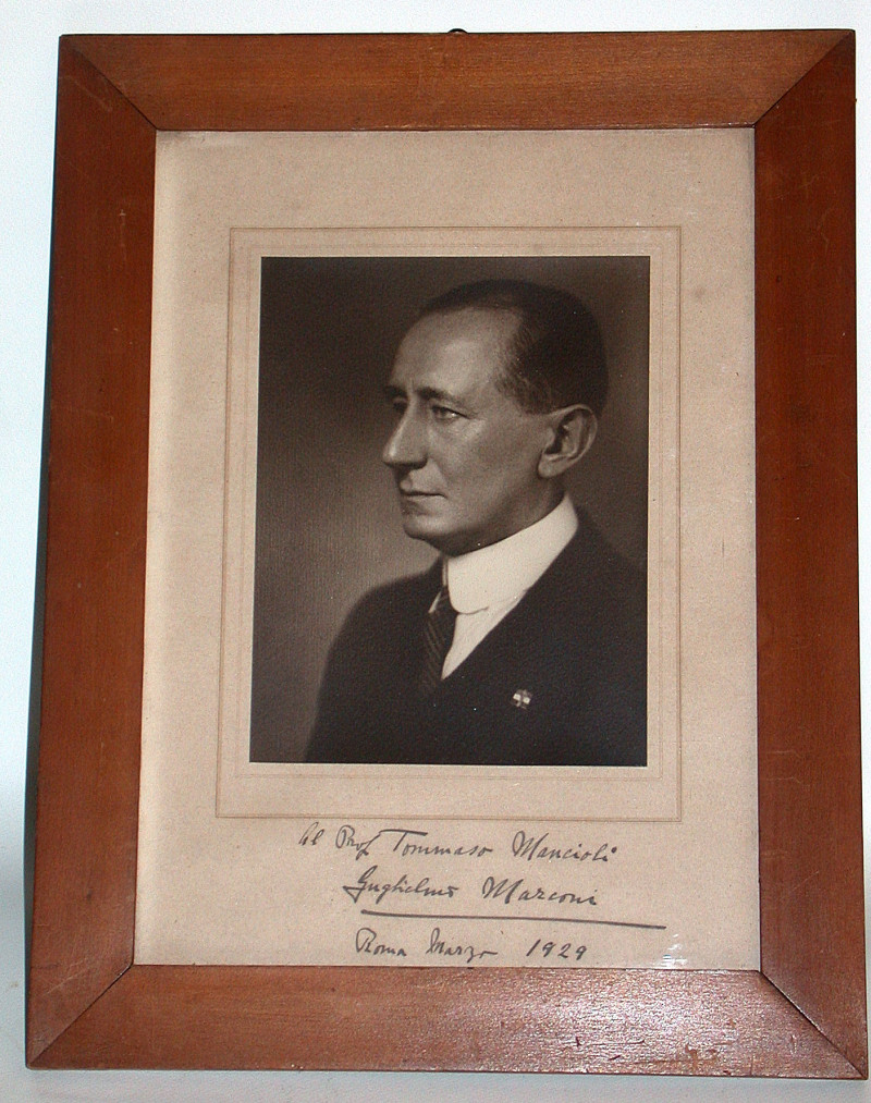 Rare original autographed photo with a dedication of Guglielmo Marconi,  in Rome March 1929.