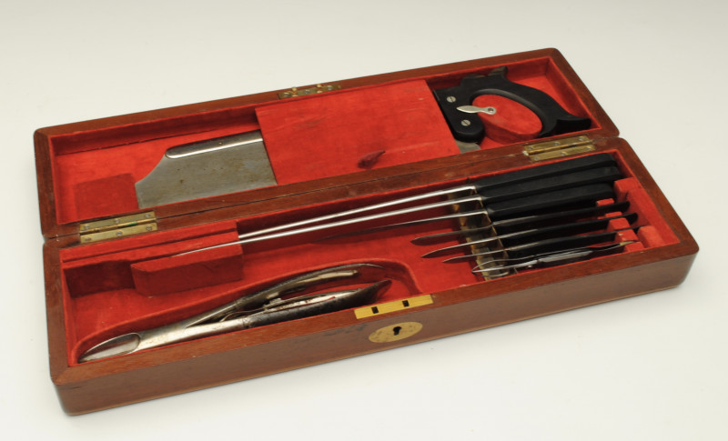 Mahogany cased set of surgeons instruments by Fannin of dublin