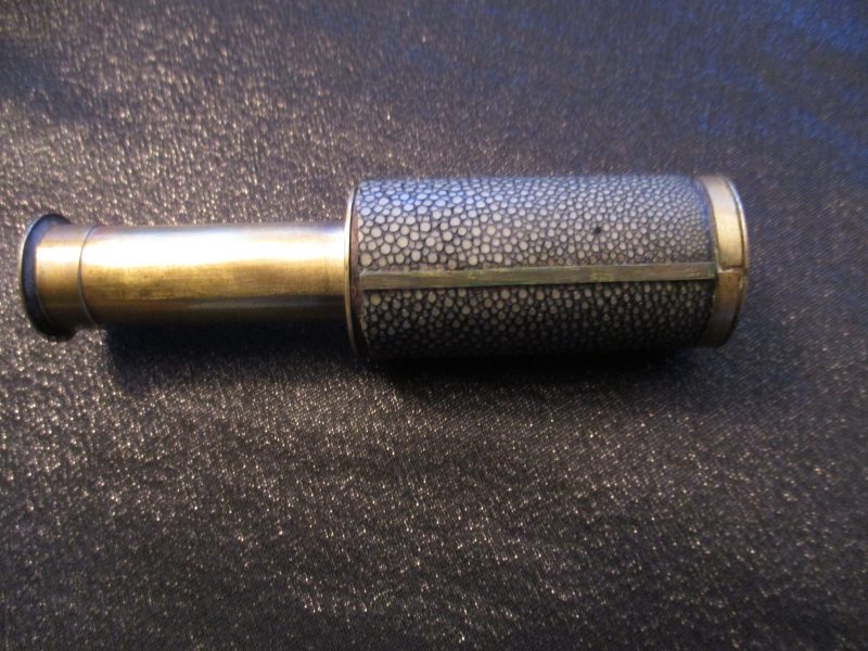 ~ A CUTE, CASED, GEORGIAN RAY SKIN AND BRASS POCKET TELESCOPE(AMENDED)~
