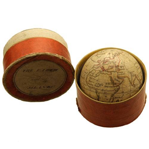 Bauer Type globe in cardboard box Circa 1825