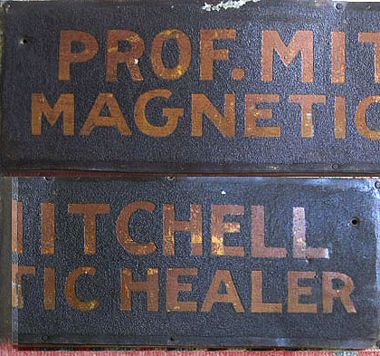19th-century sign for a mesmerist: PROF. MITCHELL  MAGNETIC HEALER