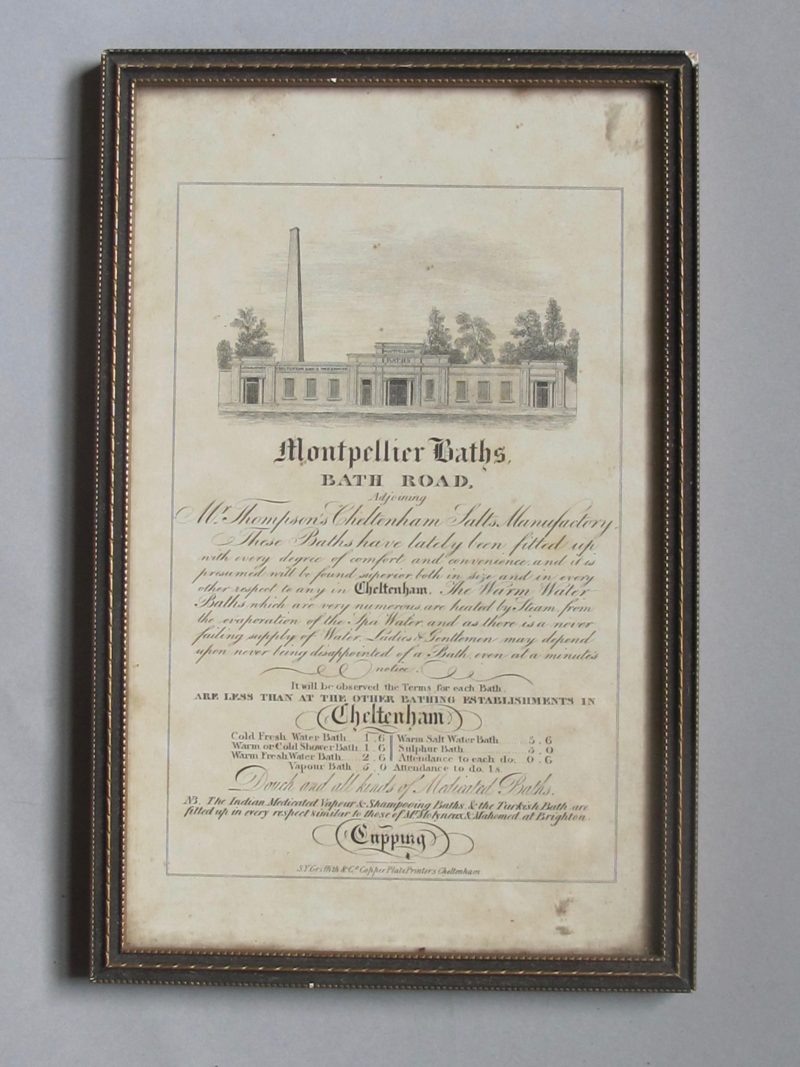 Rare Trade Card for Mr. Thompson’s Montpelier Baths 1809-20