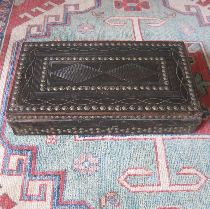 Unusual Leather-Covered & Brass Decorated Surgical Instrument Case