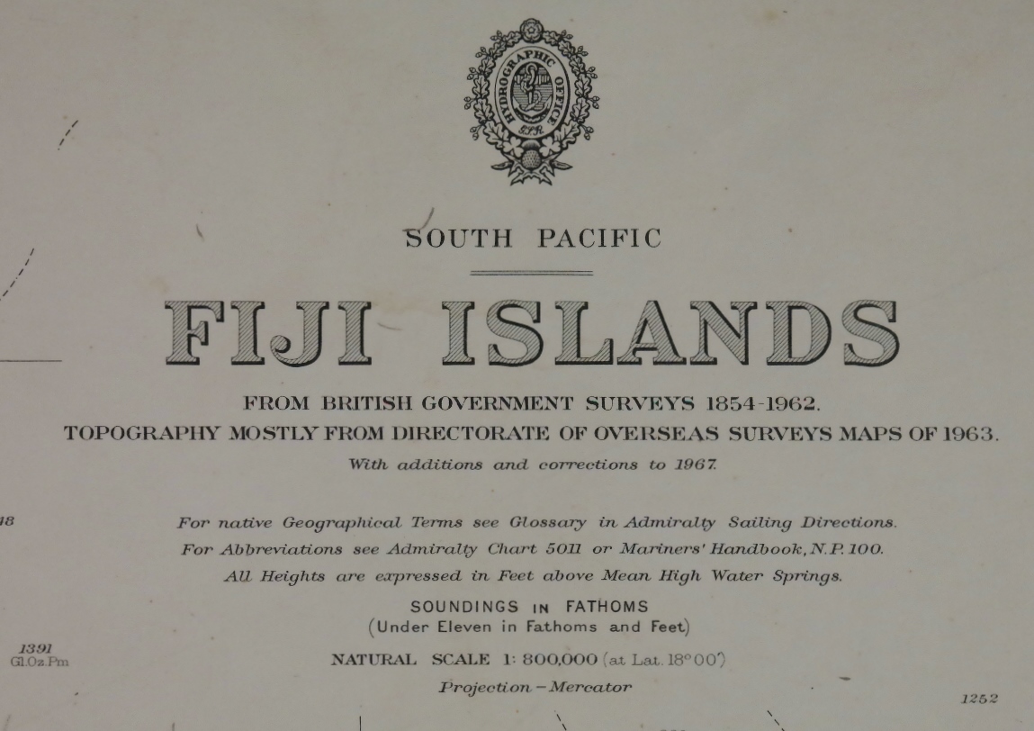 Fiji Islands, South Pacific – British Admiralty Chart 2691, published 1968
