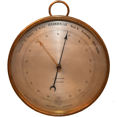 Dutch J.A.M. Bekking Aneroïde Barometer. C 1870