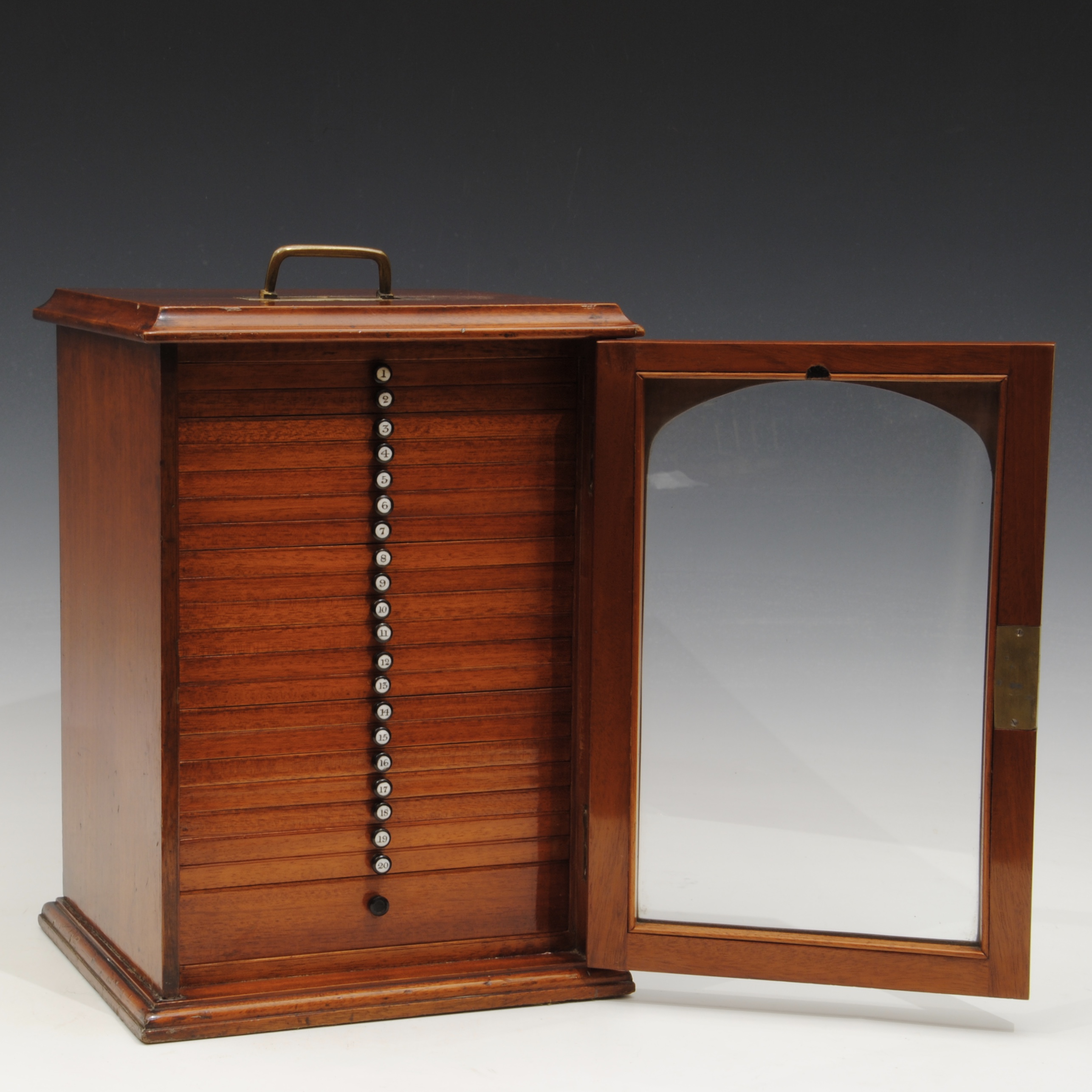 superb 19th century microscope slide cabinet and 280 slides