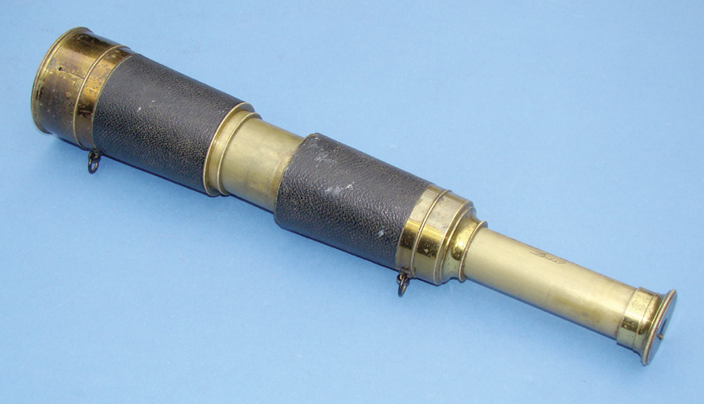 FRENCH THREE-DRAW TELESCOPE OF UNUSUAL PATENTED CONSTRUCTION