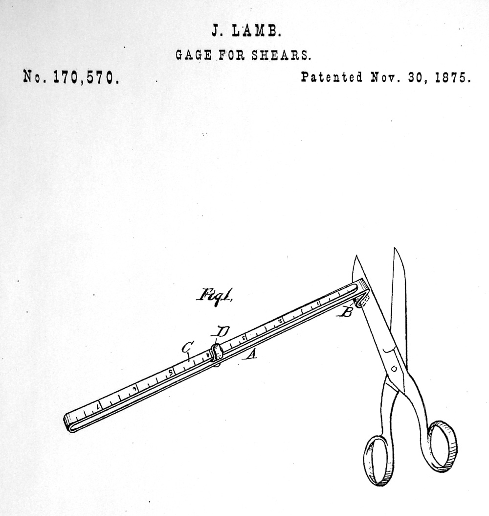 AMERICAN PATENT MODEL: “GAGE FOR SHEARS” — A RULE ACCESSORY FOR SCISSORS