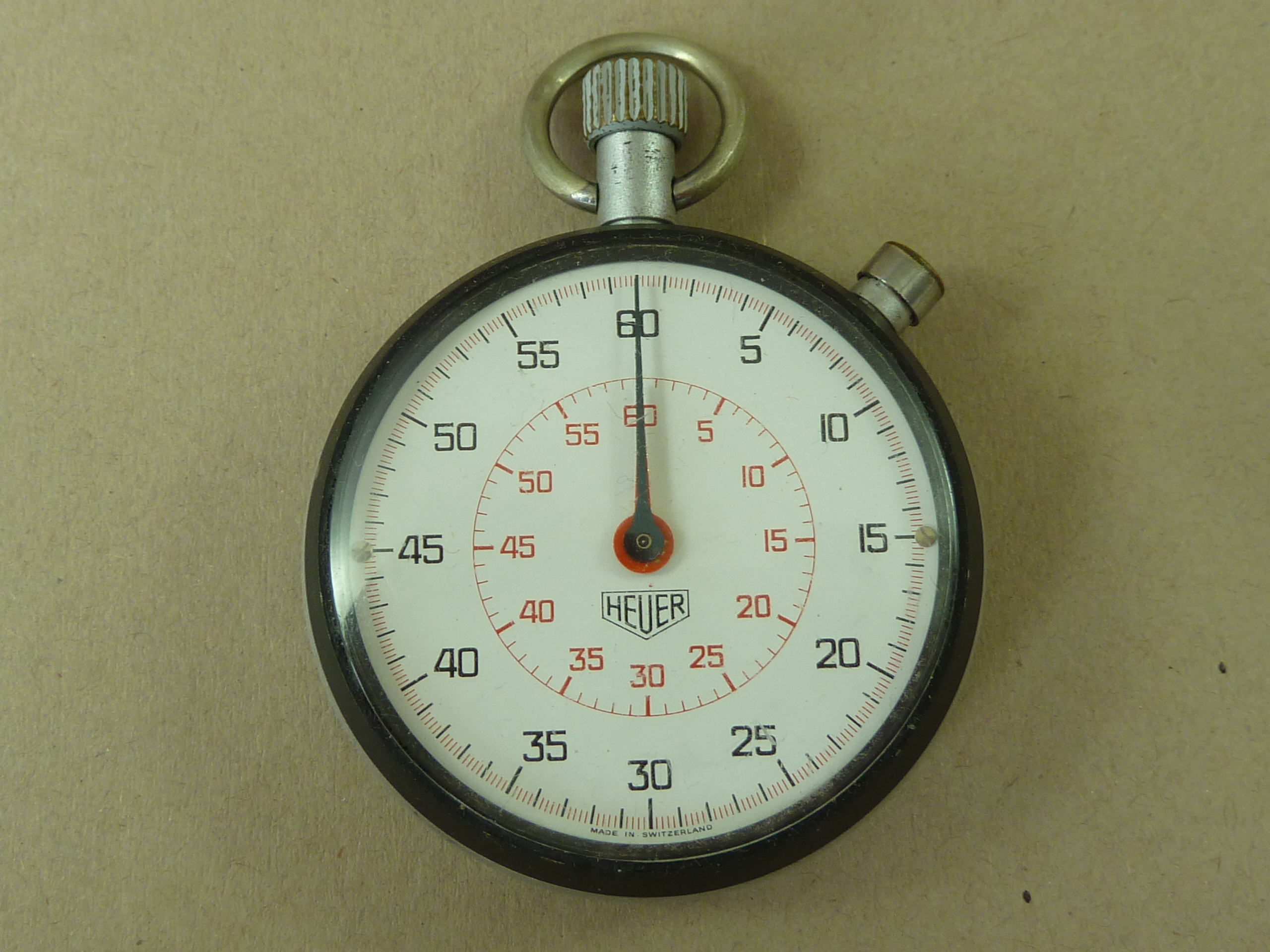 Heuer Stopwatch 502.401 Pocket Watch 1/5 Second 60 Vintage 1970