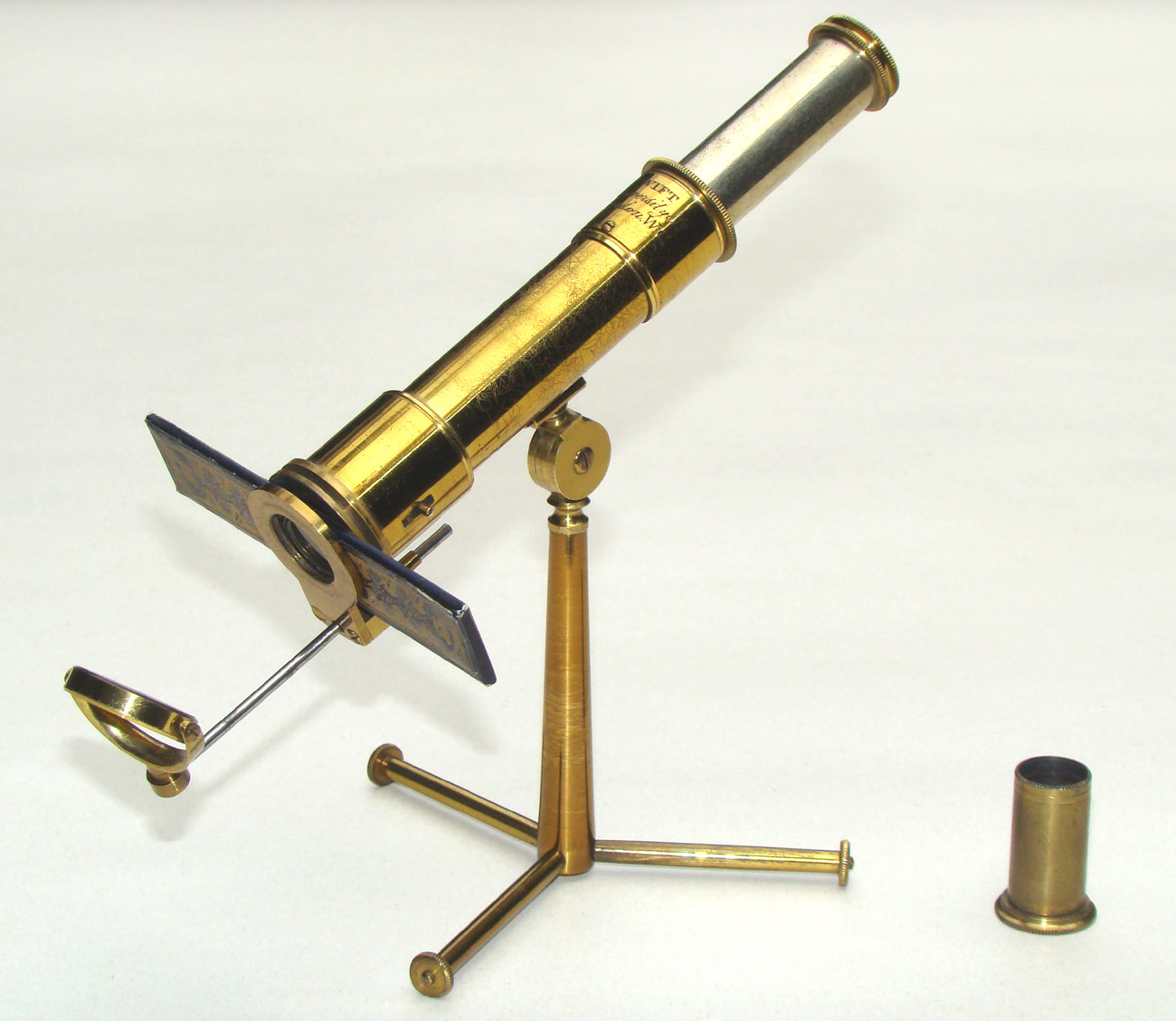 RARE MINIATURE OUTFIT: THE SWIFT / BROWN MINIATURE POCKET MICROSCOPE WITH STAND
