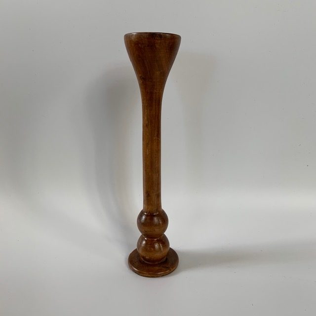 A wooden monaural stethoscope, unusual shape