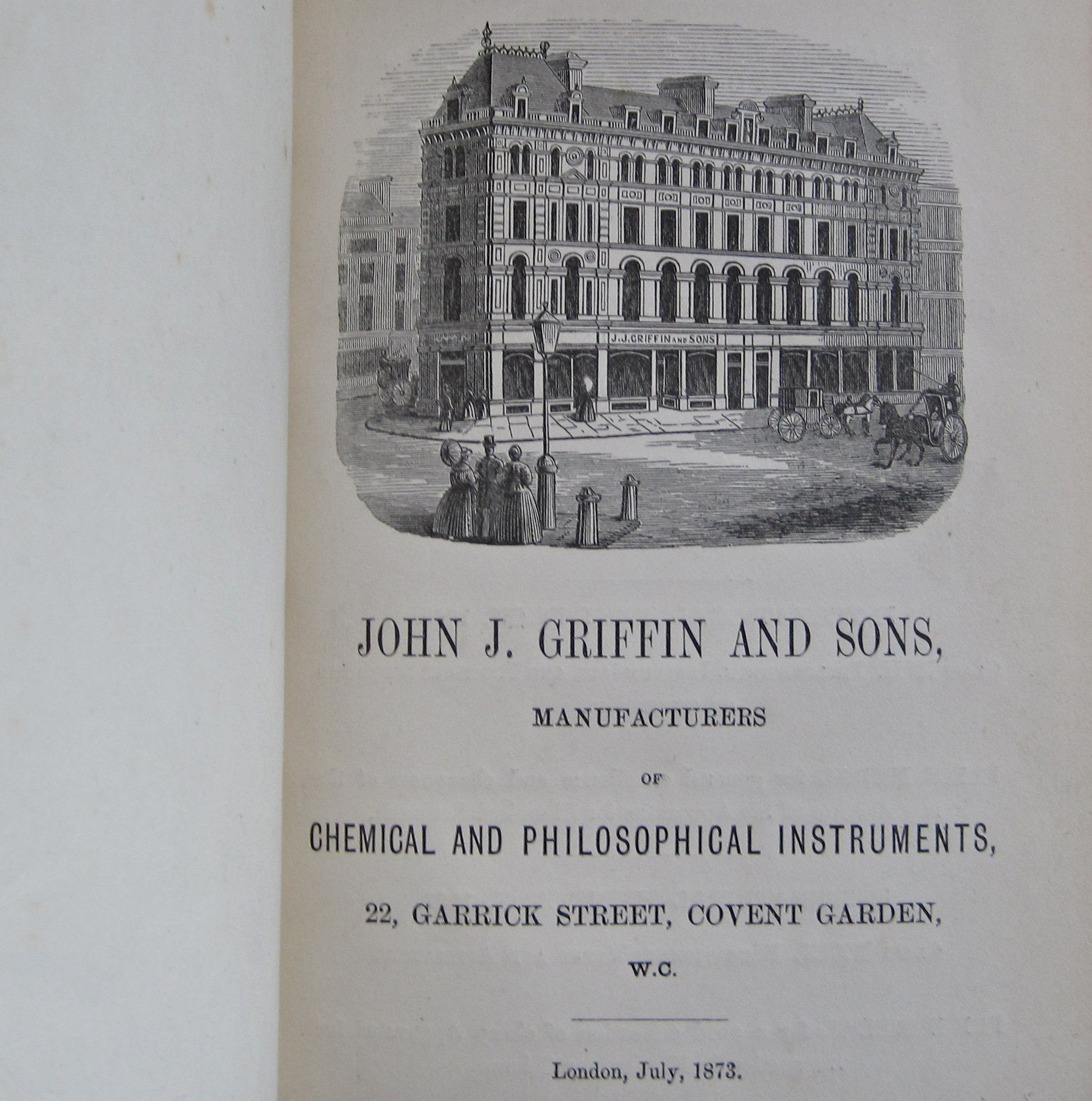 John J. Griffin & Sons 1873 Scientific Demonstration Apparatus Catalog