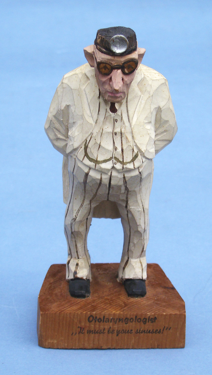 THE OTOLARYNGOLOGIST — AN AMUSING HAND-CARVED WOODEN FIGURE