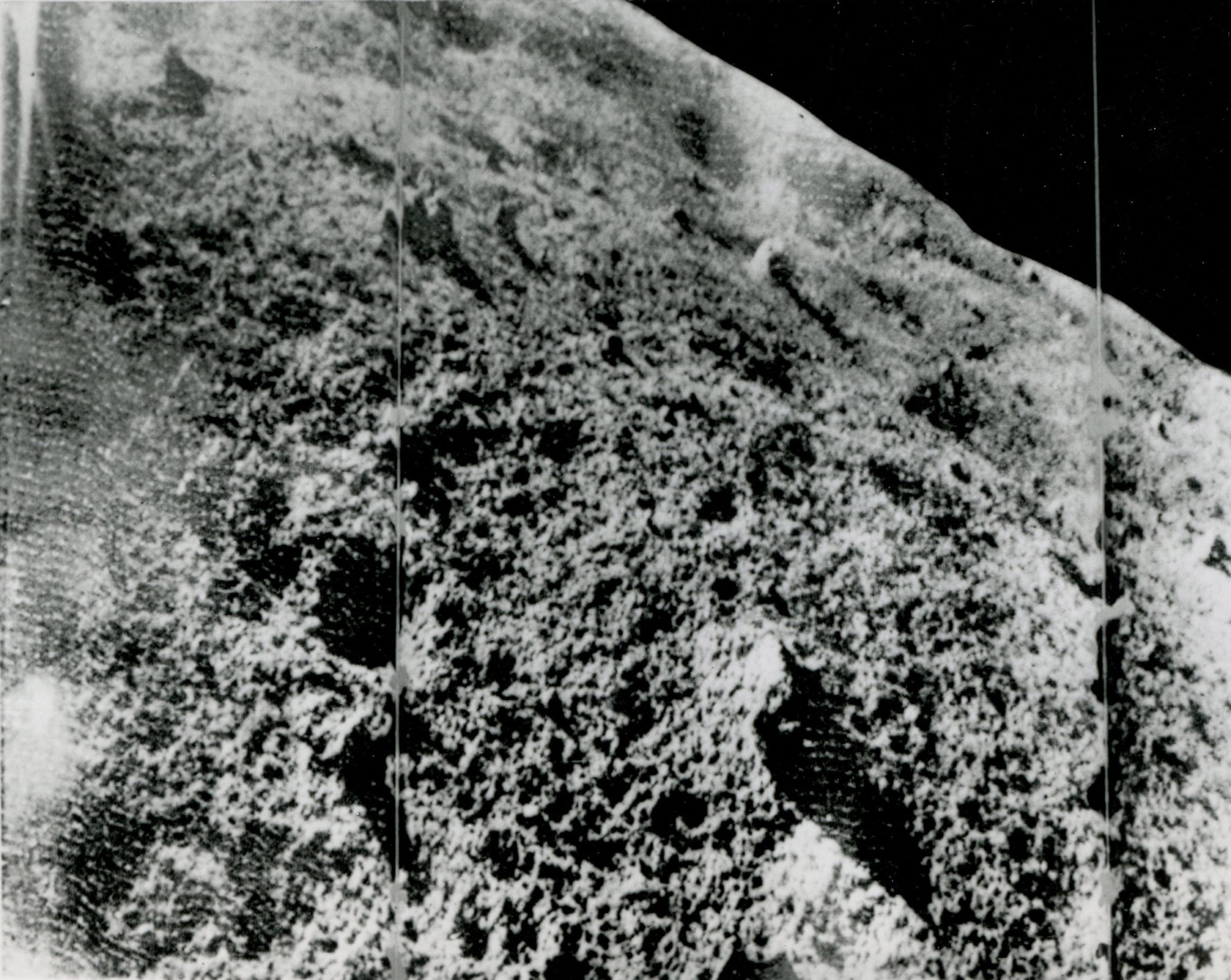 The first photograph taken from the surface of the Moon, 4th February, 1966