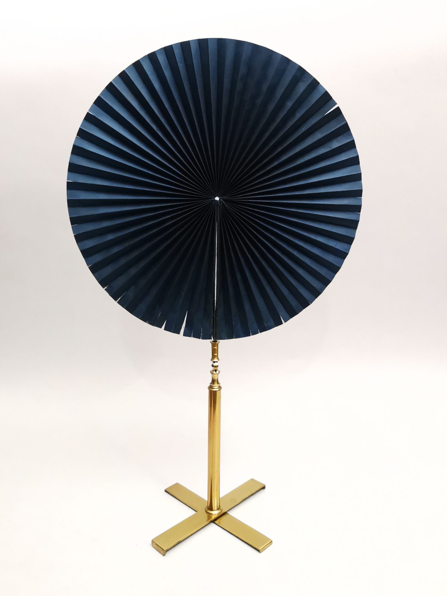 English 19th century beautiful  and rare candle blue silk fan screen light shade by C.W. Dixey”.