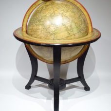 Terrestrial globe signed Delamarche dated 1811 on an usual tripod foot
