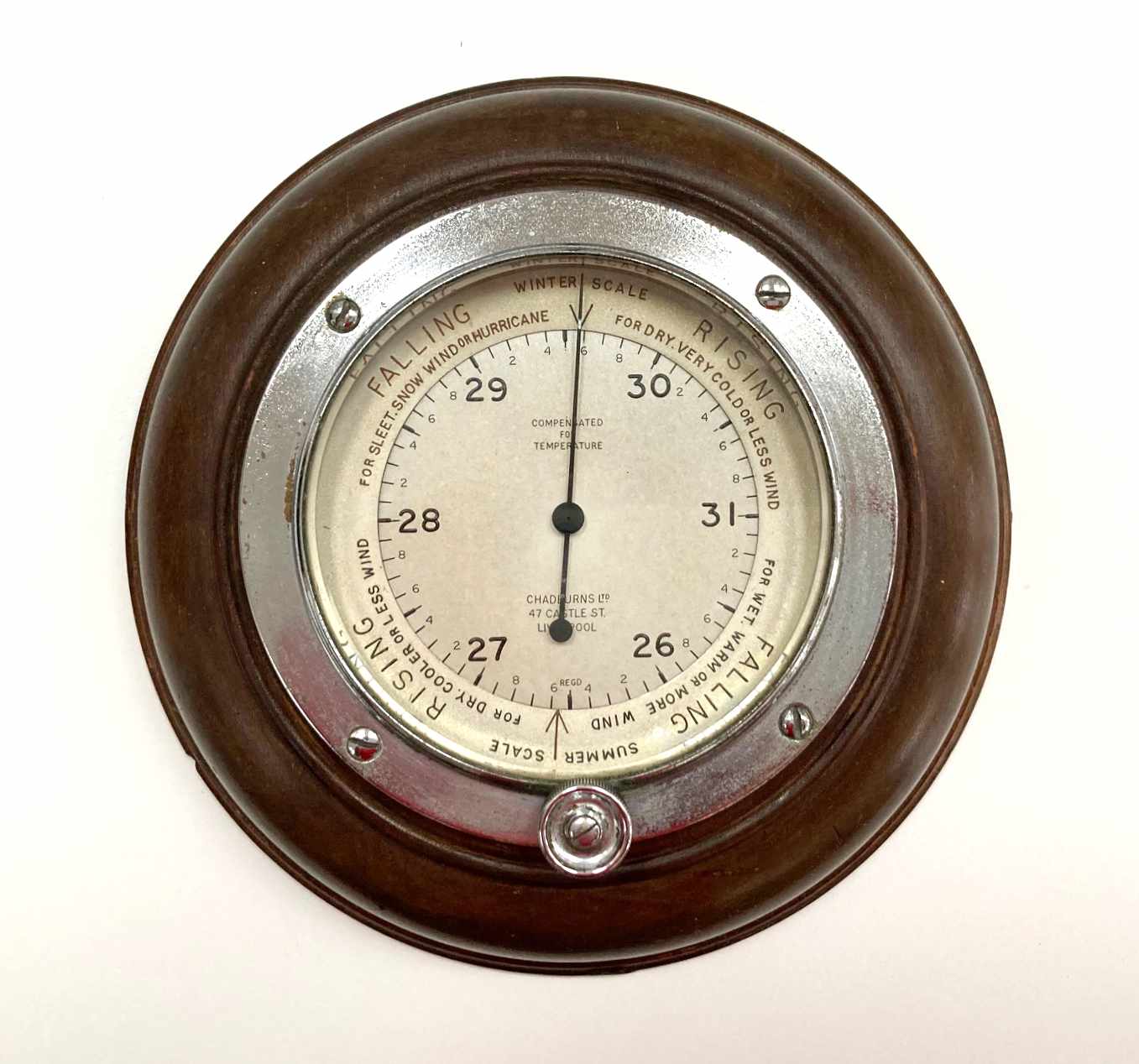 Early Twentieth Century Wall Aneroid Barometer by Chadburns Ltd Liverpool