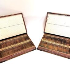 Two French book-shaped containers for microscope slides. by  French company \